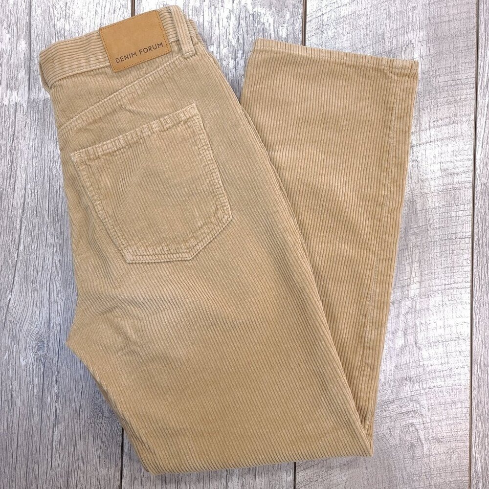 Denim Forum Beige Corduroy Straight Leg Pants